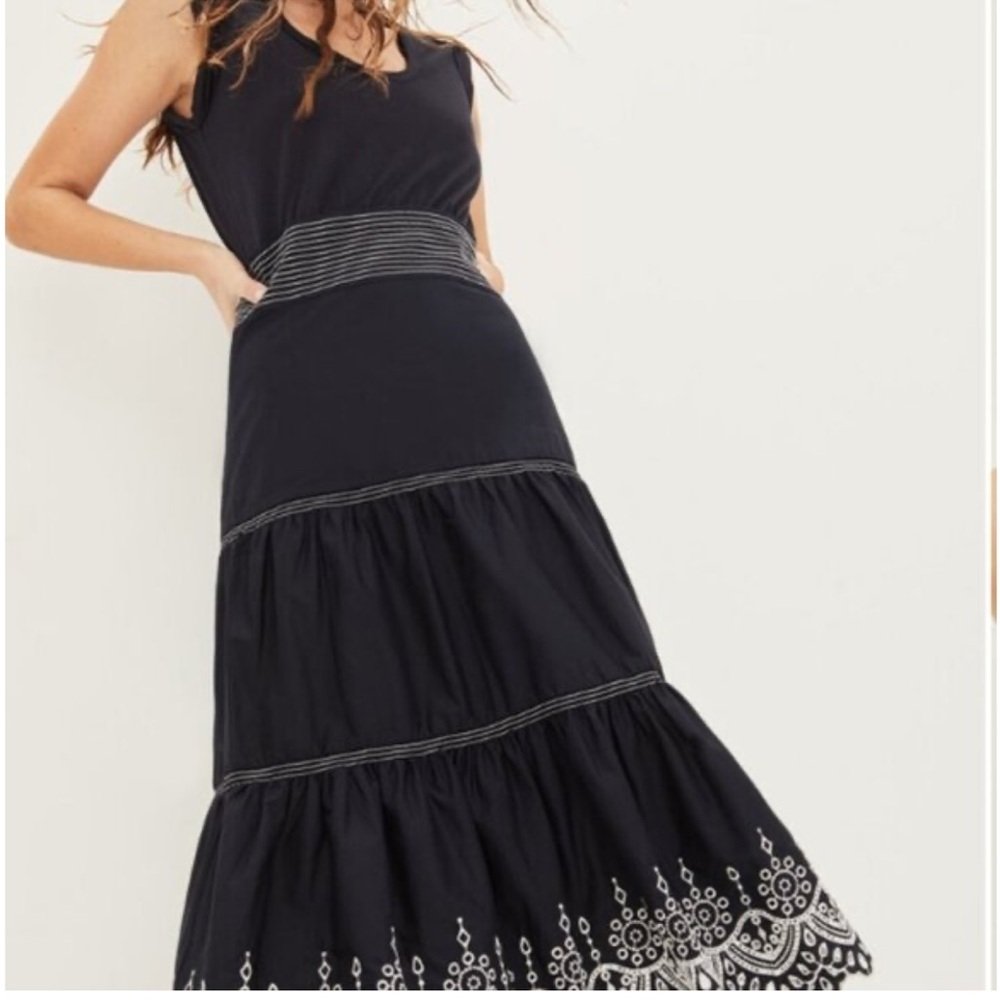 NWOT VERONICA BEARD Amaia Navy Midi Eyelet Short Sleeve Embroidered Dress Size S - Picture 3 of 11
